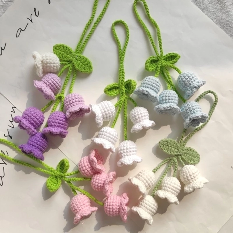 INS Crochet Flower l Cute Hand-Woven Artificial Flower Car Pendant, Minimalist Yarn Flower Charm for Decoration & Gift Supplies