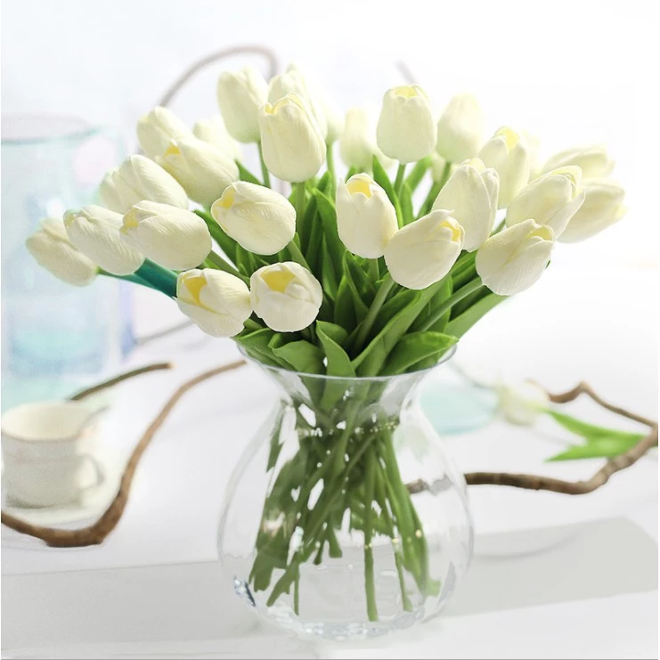10pcs Tulip Rose Artificial Flowers l Real Touch Latex Wedding Bouquet for Home Decoration, Wedding & Event Styling