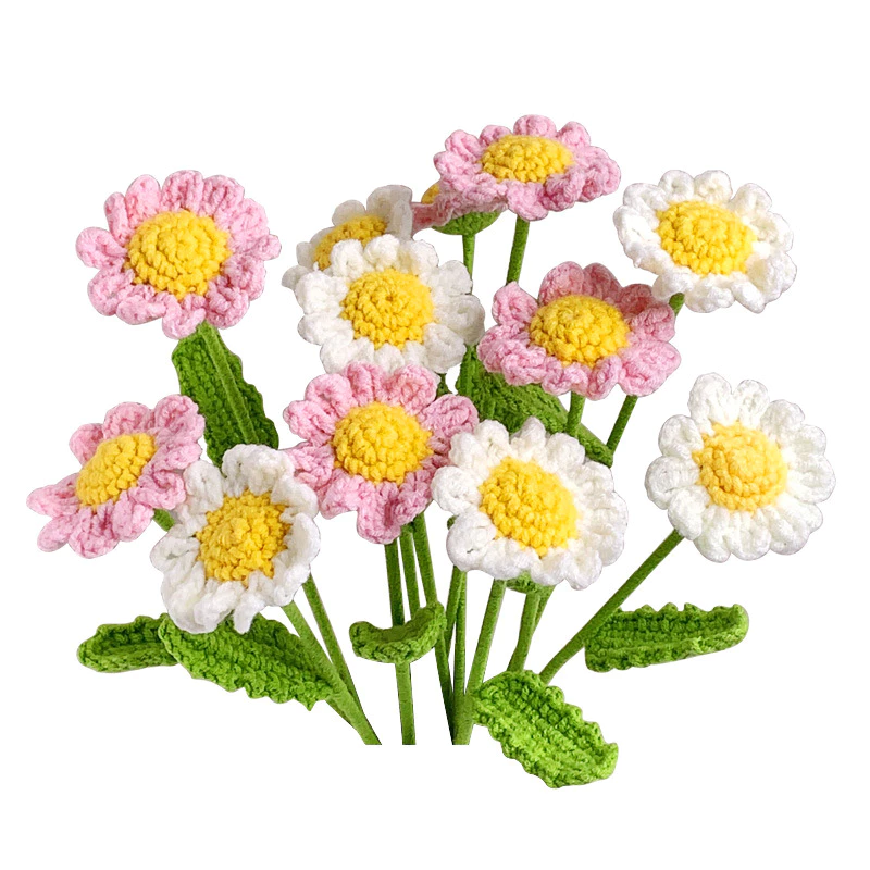 Handmade Crochet Daisy Bouquet l1pc Finished Artificial Daisy Flower for Wedding, Home Decoration & Gift
