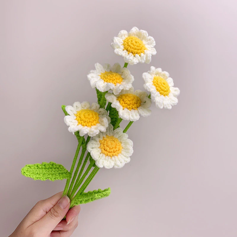 Handmade Crochet Daisy Bouquet l1pc Finished Artificial Daisy Flower for Wedding, Home Decoration & Gift