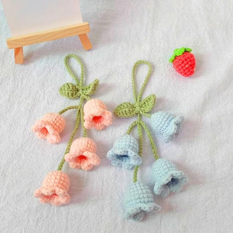 INS Crochet Flower l Cute Hand-Woven Artificial Flower Car Pendant, Minimalist Yarn Flower Charm for Decoration & Gift Supplies