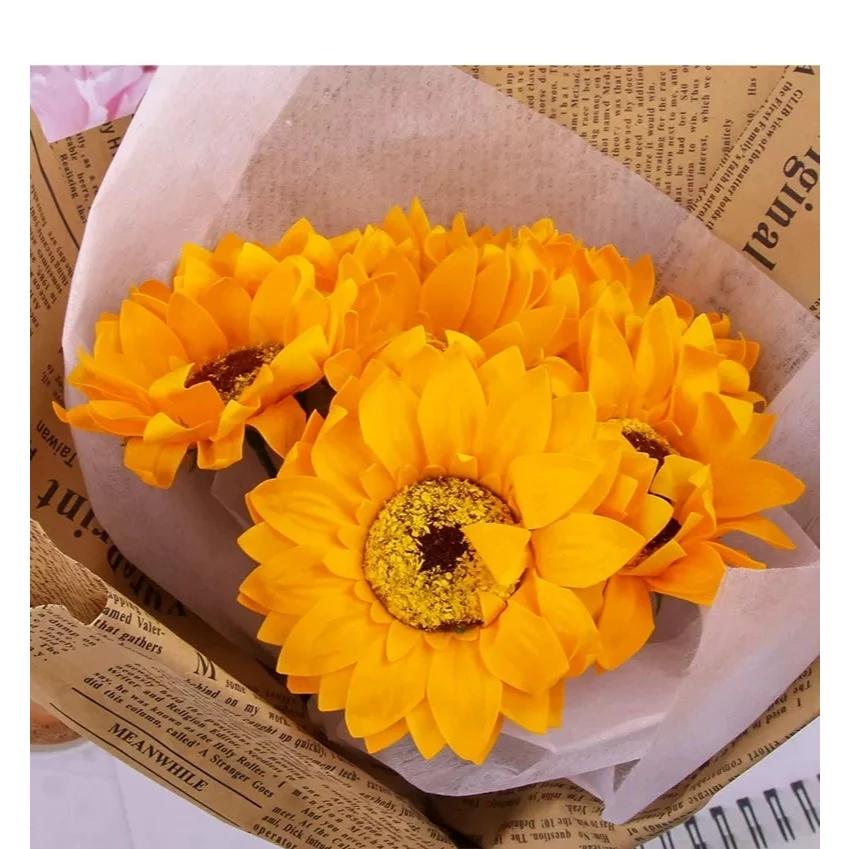 Sunflower Soap Flower Bouquet with Base l Fragrant Scent Artificial Sunflower Arrangement (Bunga Wangi Matahari) for Gift & Decoration