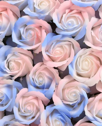 Ice Blue Soap Flower Rose l Spray Color Artificial Immortal Flower Petals for Bouquet, Gift & Decoration (Blue Maggie Style)