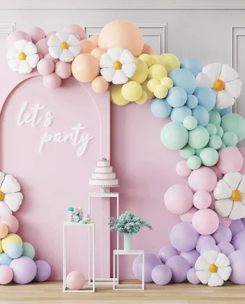 32 Inch White Smiling Face Chrysanthemum Foil Balloon l Happy Birthday Number Balloon with Stickers for Party & Celebration Decoration