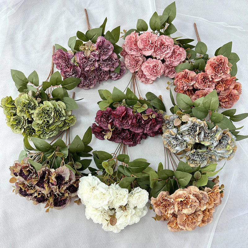 9-Head Artificial Carnation Flower l DIY Bouquet for Home Decoration, Holiday Styling & Floral Arrangement