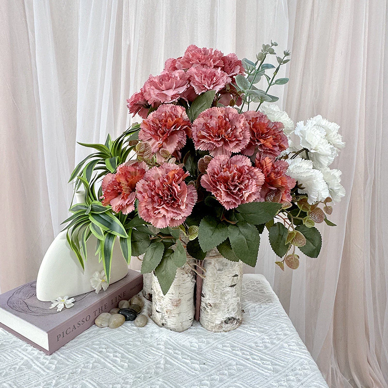 9-Head Artificial Carnation Flower l DIY Bouquet for Home Decoration, Holiday Styling & Floral Arrangement