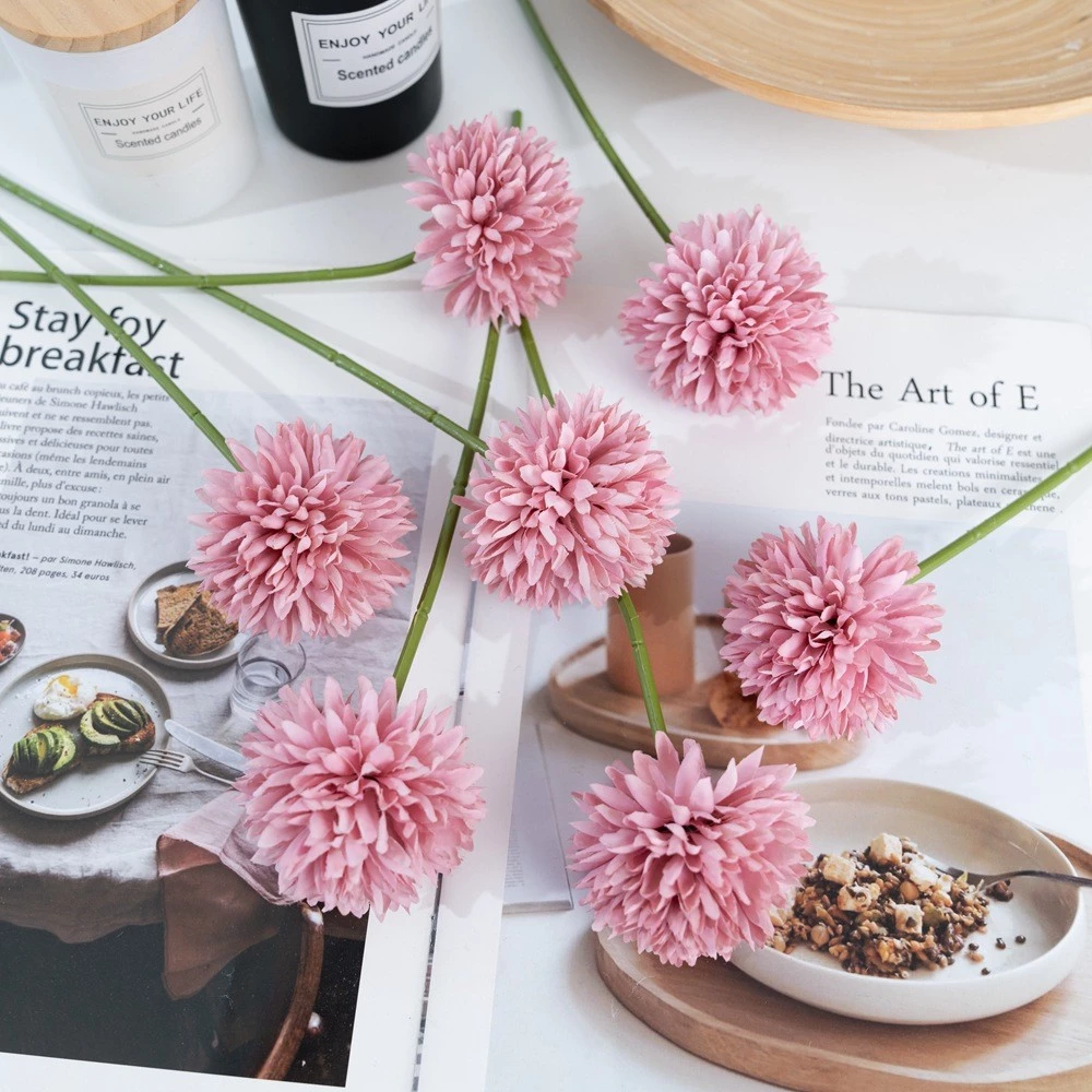 Artificial Flowers Bouquet l Dandelion Chrysanthemum Hydrangea Fake Flowers for Home Vase Decor, Bridal Wedding DIY Gift Arrangement