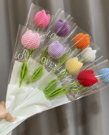Crochet Flower Graduation Bouquet l Hand Knitted Wool Finished Flower Gift for Mother's Day, Valentine?s Day, Teacher's Day & Graduation