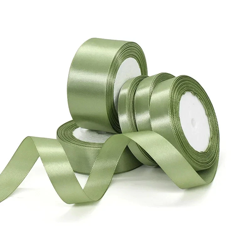 Sage Green Satin Ribbon l 25 Yards Light Green Ribbon for Gift Wrapping, Flower Bouquet, Crafts, Wedding, Party & Home Decoration